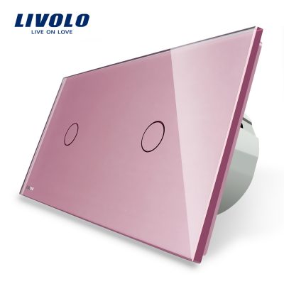 Interruptor táctil simple + simple Livolo de vidrio culoare roz