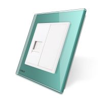 Enchufe de internet Livolo con marco de vidrio culoare verde