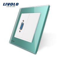 Puerto/enchufe VGA hembra Livolo con marco de vidrio culoare verde