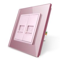 Enchufe doble de internet Livolo con marco de cristal culoare roz