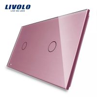 Panel de cristal 1+1 táctiles Livolo EU Standard culoare roz