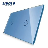 Panel de cristal 1+1 táctiles Livolo EU Standard culoare albastra