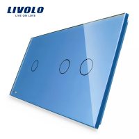 Panel de cristal 1+Doble táctil Livolo EU Standard culoare albastra