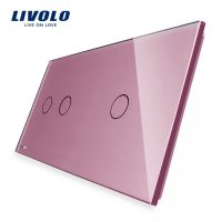 Panel de cristal Doble +1 táctil Livolo EU Standard culoare roz
