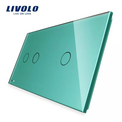 Panel de cristal Doble +1 táctil Livolo EU Standard culoare verde