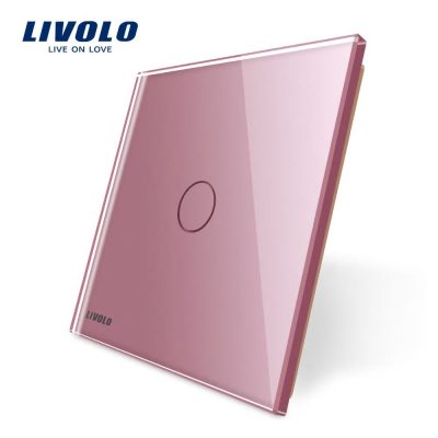 Panel de cristal 1 táctil Livolo EU Standard culoare roz