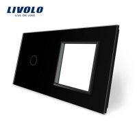 Panel de cristal Livolo para interruptor 1 táctil (simple) + 1 elemento de libre montaje culoare neagra
