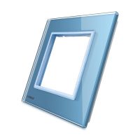 Marco de cristal EU Livolo para 1 elemento de libre montaje culoare albastra