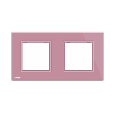 Marco de cristal EU Livolo para 2 elementos de libre montaje culoare roz