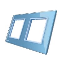 Marco de cristal EU Livolo para 2 elementos de libre montaje culoare albastra