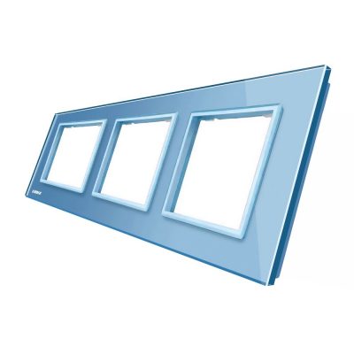 Marco de cristal EU Livolo para 3 elementos de libre montaje culoare albastra