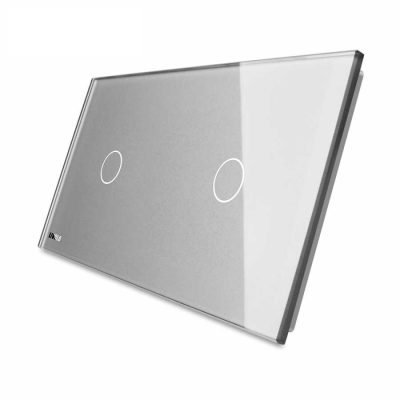 Panel de cristal 1+1 táctiles Livolo EU Standard culoare gri