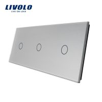 Panel de cristal 1 + 1 +1 táctiles Livolo EU Standard culoare gri