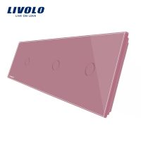 Panel de cristal 1 + 1 +1 táctiles Livolo EU Standard culoare roz