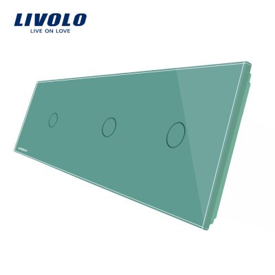 Panel de cristal 1 + 1 +1 táctiles Livolo EU Standard culoare verde