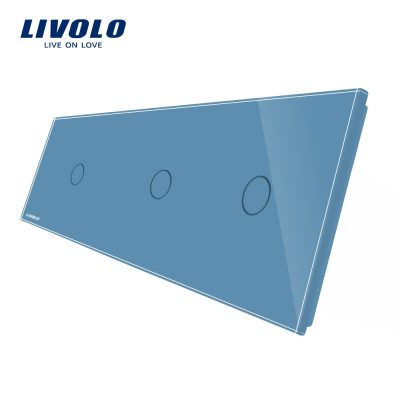 Panel de cristal 1 + 1 +1 táctiles Livolo EU Standard culoare albastra