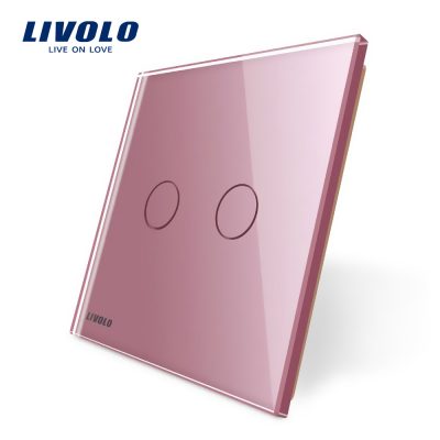 Panel de cristal Doble Livolo EU Standard culoare roz