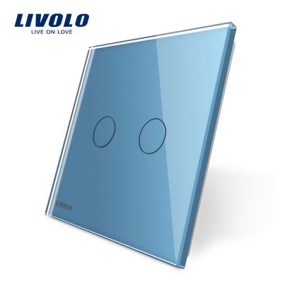 Panel de cristal Doble Livolo EU Standard culoare albastra