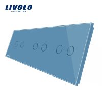 Panel de cristal Doble +Doble + Doble táctil Livolo EU Standard culoare albastra