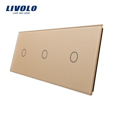 Panel de cristal 1 + 1 +1 táctiles Livolo EU Standard culoare aurie