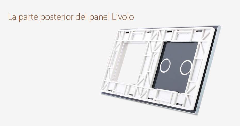 Panel de cristal Livolo para interruptor 2 táctiles + 1 elemento de libre montaje