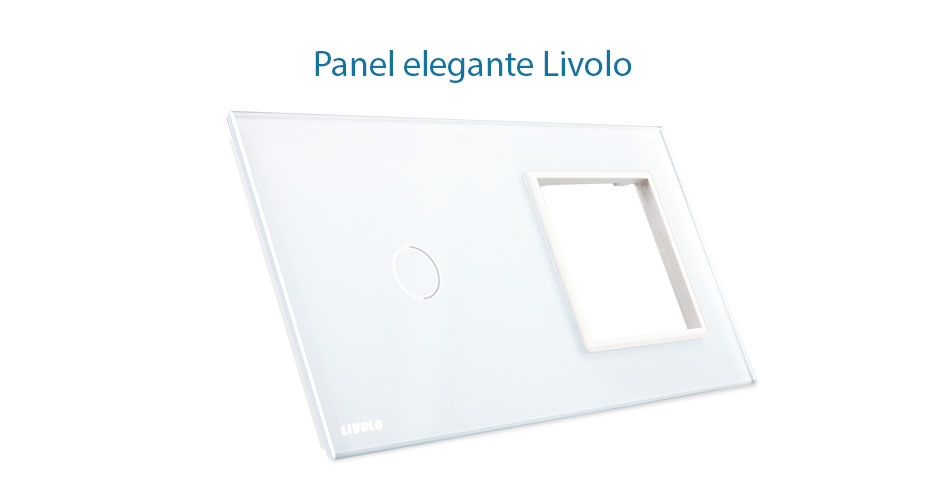 Panel de cristal Livolo para interruptor 1 táctil (simple) + 1 elemento de libre montaje