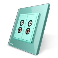 Enchufe doble audio Livolo con marco de vidrio culoare verde