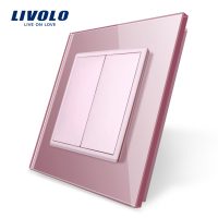 Enchufe blank/vacío Livolo con marco de vidrio culoare roz