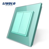 Enchufe blank/vacío Livolo con marco de vidrio culoare verde