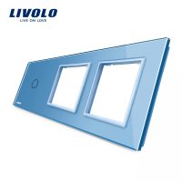 Panel de cristal Livolo EU para interruptor 1 táctil + 2 elementos de libre montaje culoare albastra