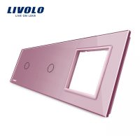 Panel de cristal Livolo para 2 interruptores + 1 elemento para libre montaje culoare roz