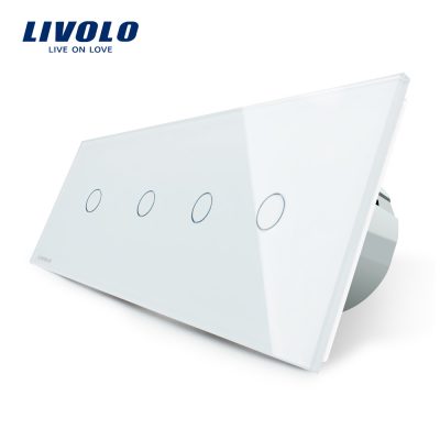 4 interruptores táctiles simples en panel de vidrio Livolo