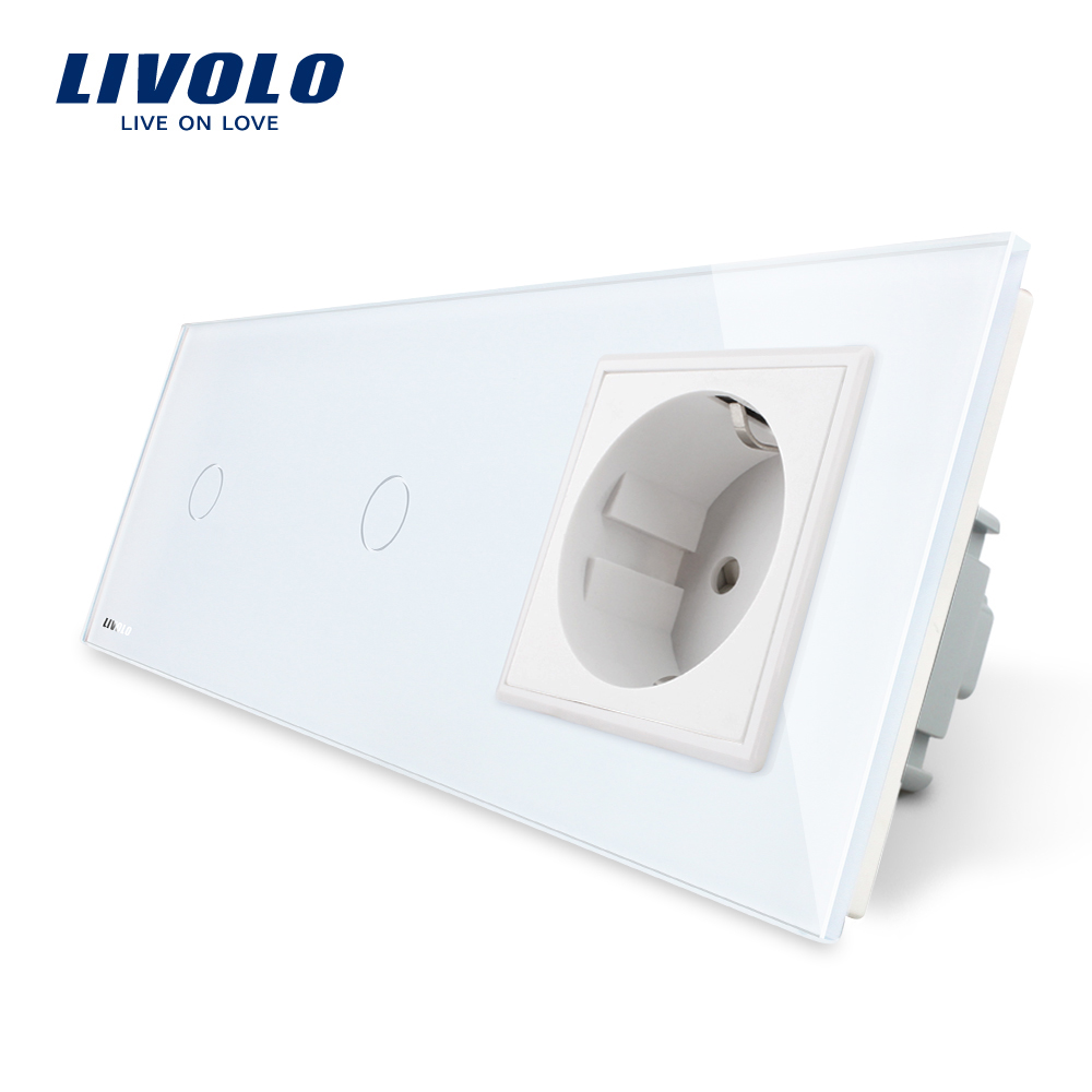 Interruptor simple + simple táctil y enchufe de vidrio Livolo