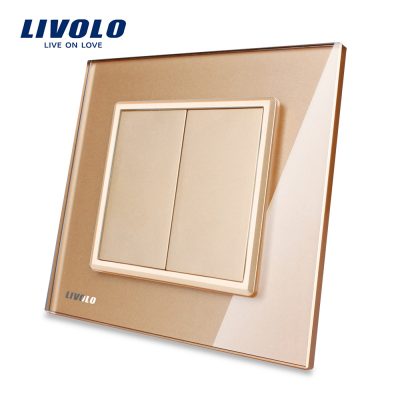 Enchufe blank/vacío Livolo con marco de vidrio culoare aurie