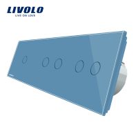Interruptor táctil simple + doble + doble Livolo de vidrio culoare albastra