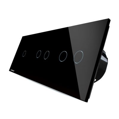 Interruptor táctil simple + doble + doble Livolo de vidrio culoare neagra