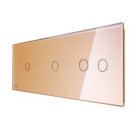 Panel de interruptor simple + simple + doble Livolo de vidrio culoare aurie