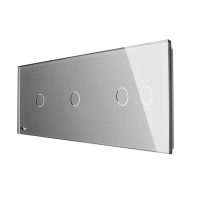 Panel de interruptor simple + simple + doble Livolo de vidrio culoare gri