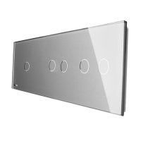Panel de interruptores simple + doble + doble Livolo de vidrio culoare gri