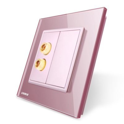 Enchufe de reproducción de sonido Livolo con marco de vidrio culoare roz