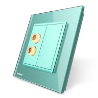 Enchufe de reproducción de sonido Livolo con marco de vidrio culoare verde