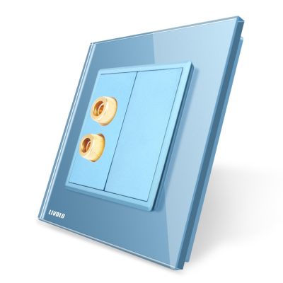 Enchufe de reproducción de sonido Livolo con marco de vidrio culoare albastra