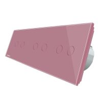 Interruptor táctil inalámbrico doble + doble + doble Livolo de vidrio culoare roz