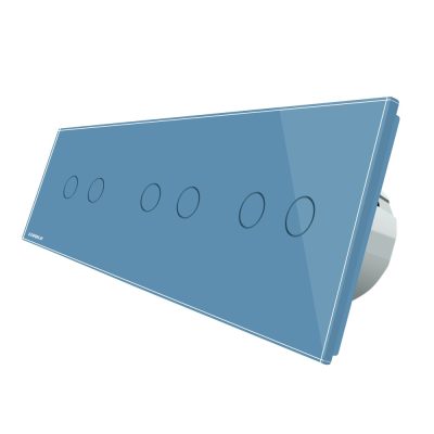 Interruptor táctil inalámbrico doble + doble + doble Livolo de vidrio culoare albastra