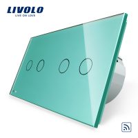Interruptor táctil inalámbrico doble + doble Livolo de vidrio culoare verde