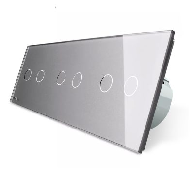 Interruptor táctil inalámbrico doble + doble + doble Livolo de vidrio culoare gri