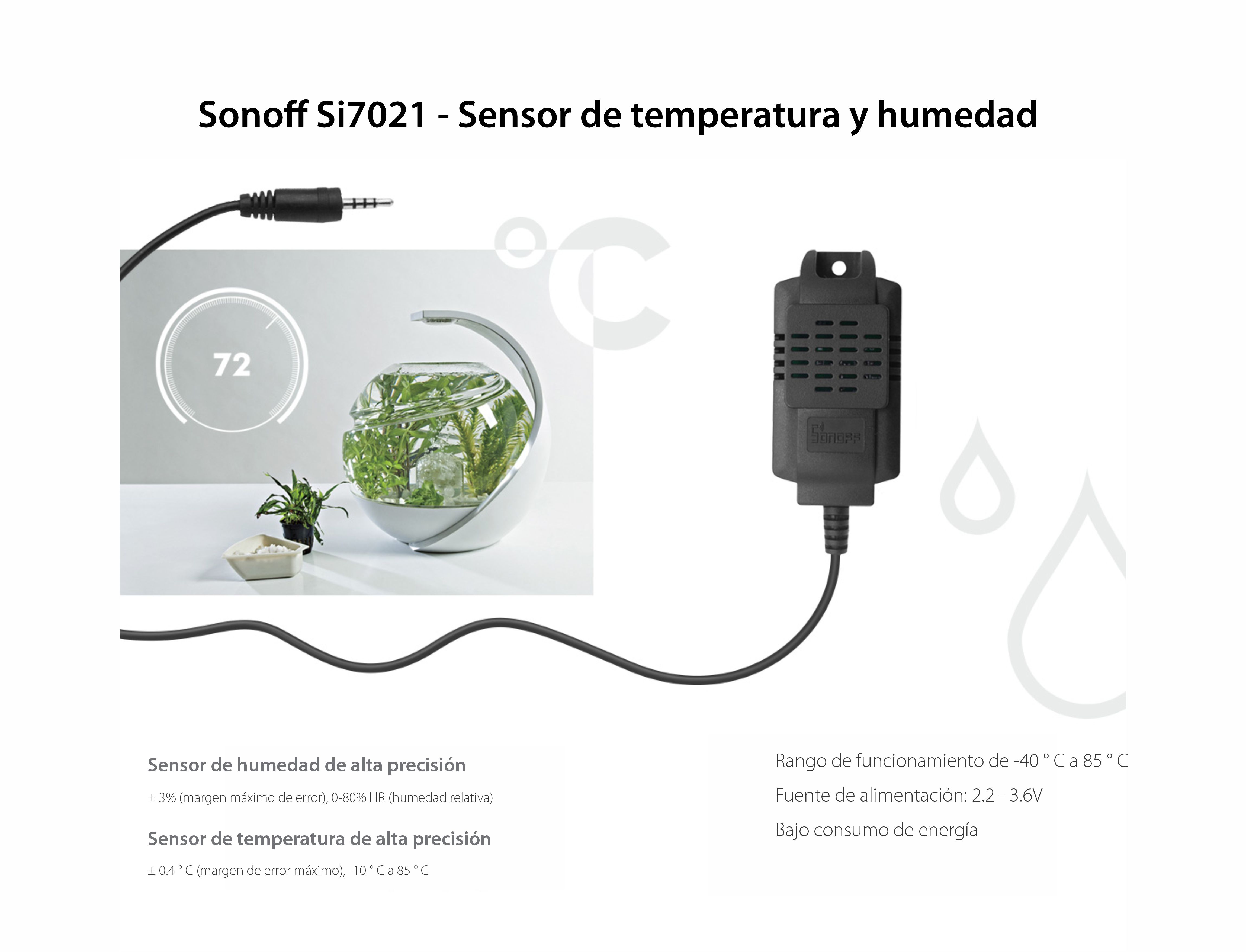 Relé de temperatura y humedad 10A, Sonoff TH10