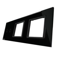 Panel de cristal Livolo EU para 1 interruptor doble táctil + 2 elementos de libre montaje culoare neagra
