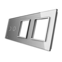 Panel de cristal Livolo EU para 1 interruptor doble táctil + 2 elementos de libre montaje culoare gri