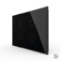 Interruptor táctil cuádruple inalámbrico Livolo de vidrio – estándar italiano culoare neagra